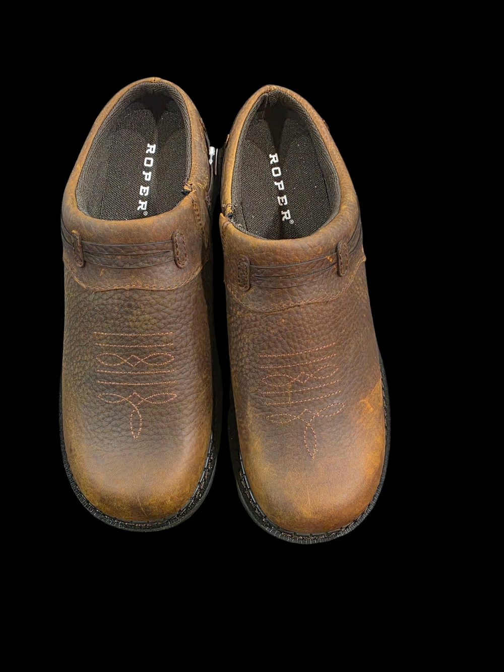 Roper Women  Brown Distressed Leather Slip-On Loafers Size 9
